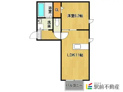 ソレアード中島(1LDK/2階)の間取り写真