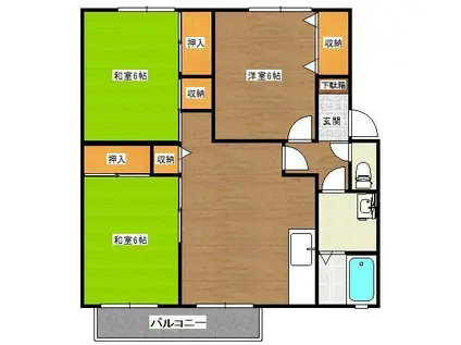 アンソレイエA(3LDK/2階)の間取り写真