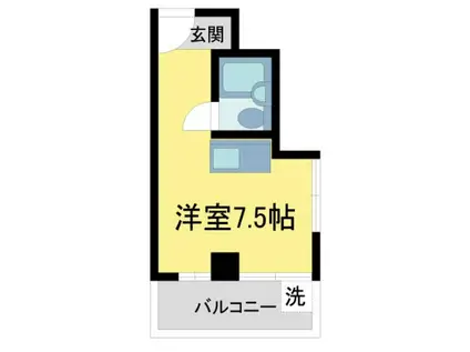 コーポラス城ヶ堀(ワンルーム/4階)の間取り写真