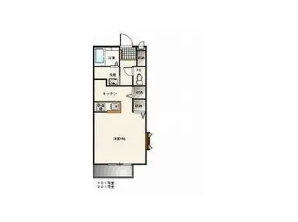 K・VILLAGE D棟(1K/1階)の間取り写真