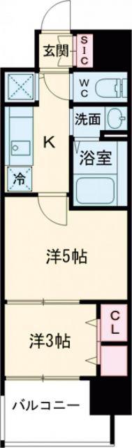 ARTIZA堺(1DK/12階)の間取り写真