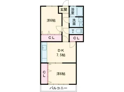 ルピナス一番館(2LDK/2階)の間取り写真