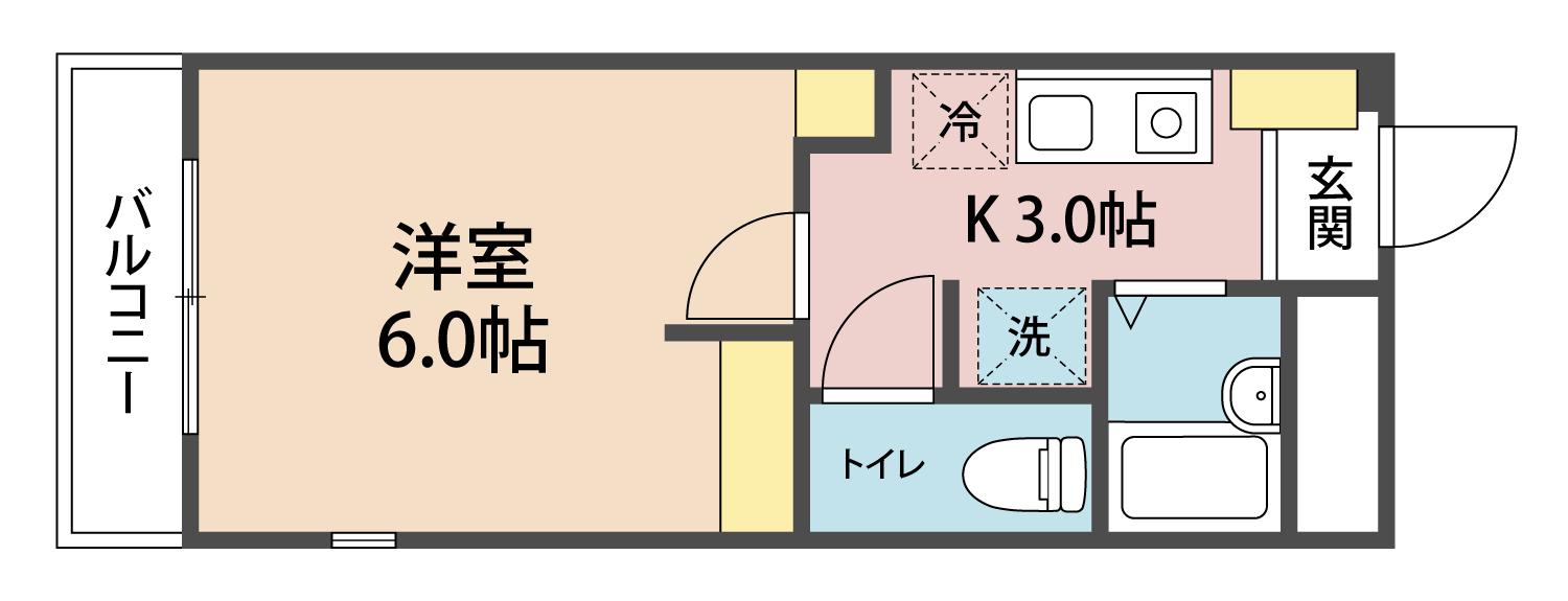 ファミール中野(1K/3階)の間取り写真