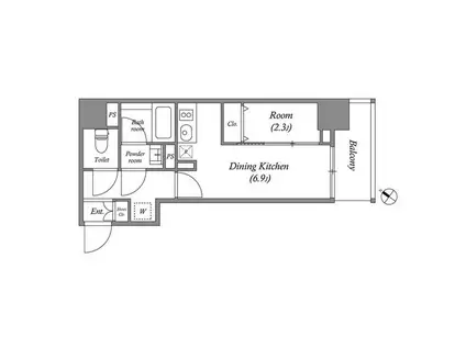 クオリタス日本橋浜町(1DK/7階)の間取り写真