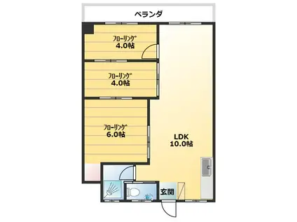 若竹マンション(3LDK/3階)の間取り写真