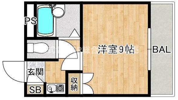 SEAウエストコート(ワンルーム/1階)の間取り写真