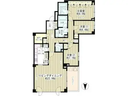 大山パークヒルズ(3LDK/2階)の間取り写真