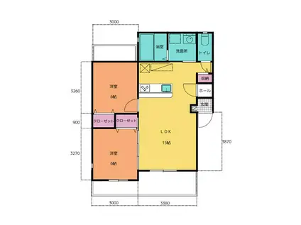 ルシエール(2LDK/1階)の間取り写真