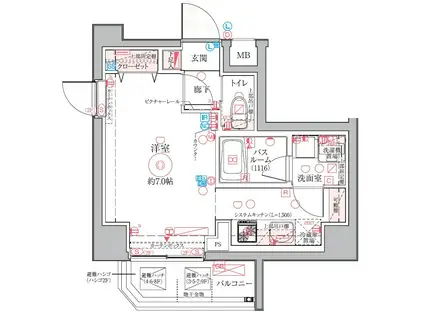 クレヴィスタ亀戸VI(ワンルーム/8階)の間取り写真