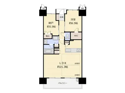 夕陽丘リバーガーデン(2LDK/16階)の間取り写真