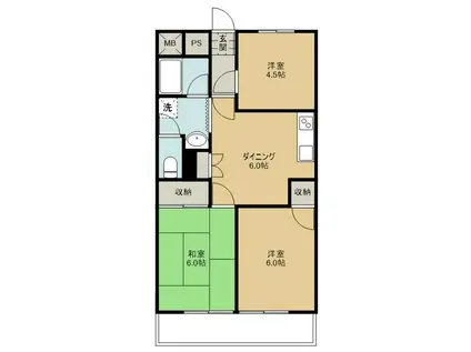 ジュノームカイ(3DK/1階)の間取り写真