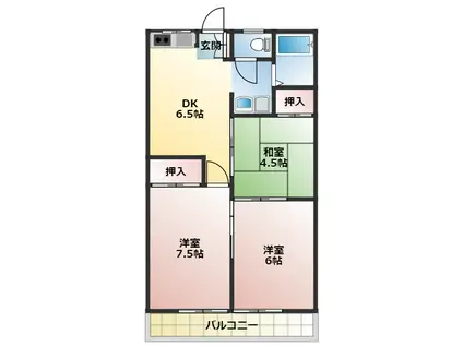 スリーヒルズ(3DK/2階)の間取り写真