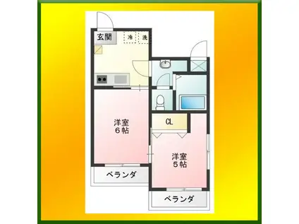 ダイヤモンドパレス(2DK/2階)の間取り写真