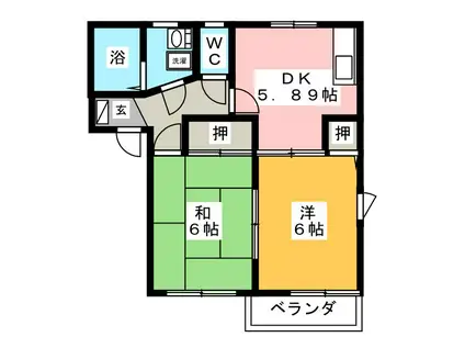 アルコバレーノ1 B棟(2DK/1階)の間取り写真