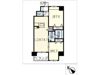 アド ウィステリア 東山(2LDK/6階)の間取り写真