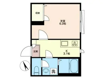 T-BOX(1K/1階)の間取り写真