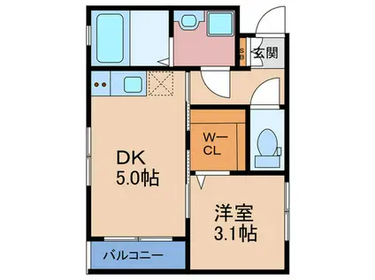 池田市豊島北PJ(1DK/2階)の間取り写真