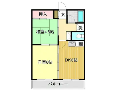 ルミネ中沢(2DK/2階)の間取り写真