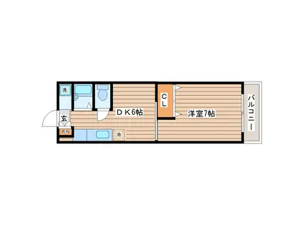 ダイリ長町ビル(1DK/5階)の間取り写真