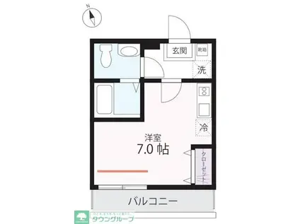 ハーミットクラブハウス 溝ノ口D号棟(ワンルーム/1階)の間取り写真
