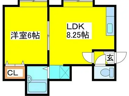 ジョイフル羊ヶ丘(1LDK/3階)の間取り写真