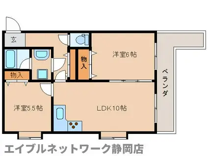 サンパレス鷹匠(2LDK/5階)の間取り写真