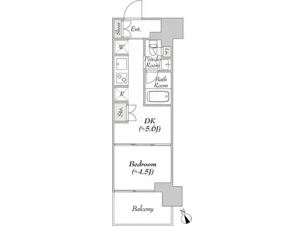 ウエリスアーバン水天宮前(1DK/11階)の間取り写真
