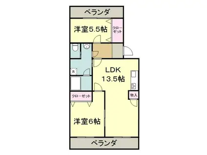 サンライトハイム(2LDK/1階)の間取り写真