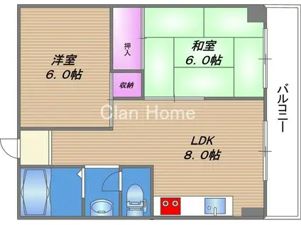 ロイヤルメゾンテル(2LDK/1階)の間取り写真