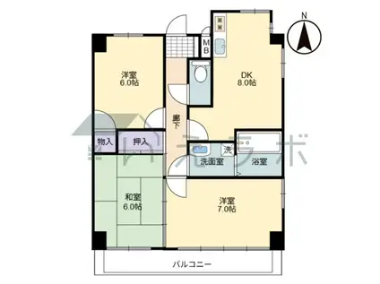 ロイヤルコート・ブルージュ(3DK/3階)の間取り写真