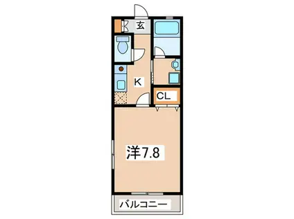 クレストヒル(1K/1階)の間取り写真