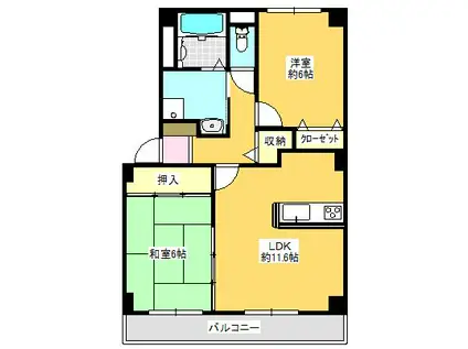 ボナール木太(2LDK/1階)の間取り写真