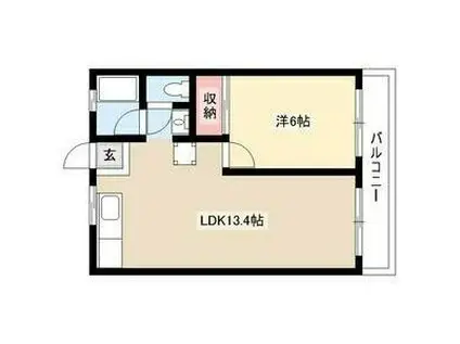 第2名東コーポ(1LDK/3階)の間取り写真