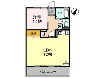ミリアハイムI(1LDK/1階)の間取り写真