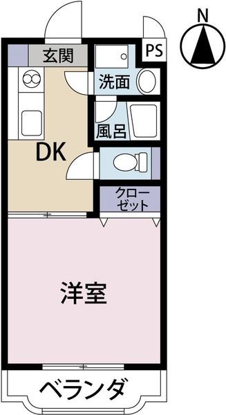 メゾンかりがね(1DK/2階)の間取り写真