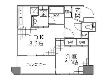 エコロジー柳橋レジデンス(1LDK/2階)の間取り写真
