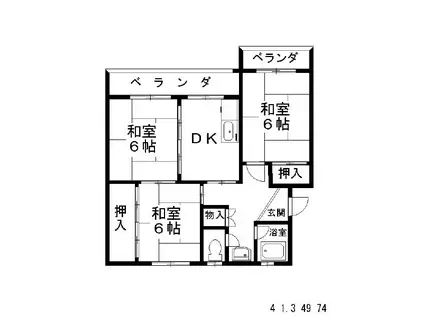 コーポイトウ(2LDK/3階)の間取り写真