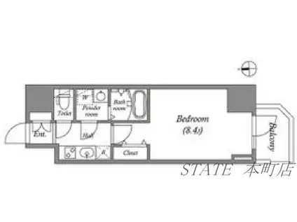 MELDIA CREST TAPP NAMBA ウエスト(1K/3階)の間取り写真