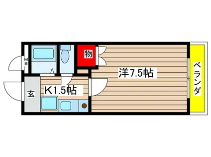 クレセント元八事(1K/1階)の間取り写真