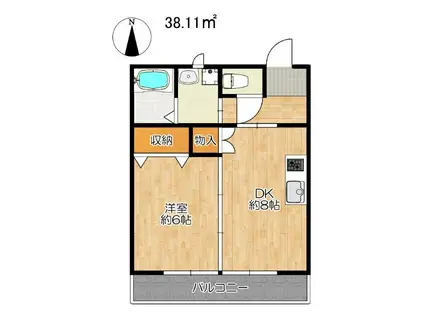 ハイツリバーサイド(1DK/1階)の間取り写真