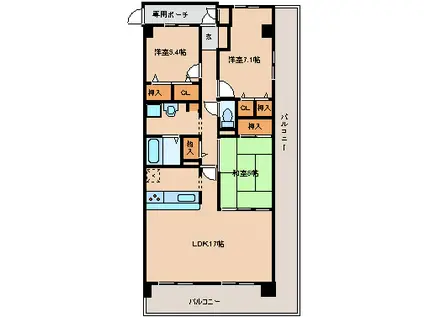 シティオ大津石山(3LDK/3階)の間取り写真