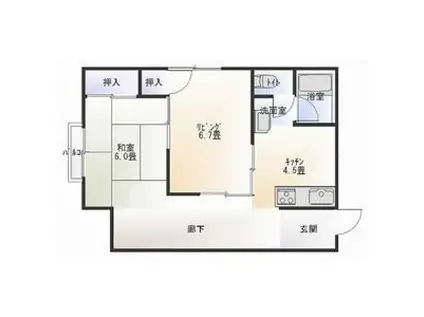 ビラホーム II(2K/2階)の間取り写真