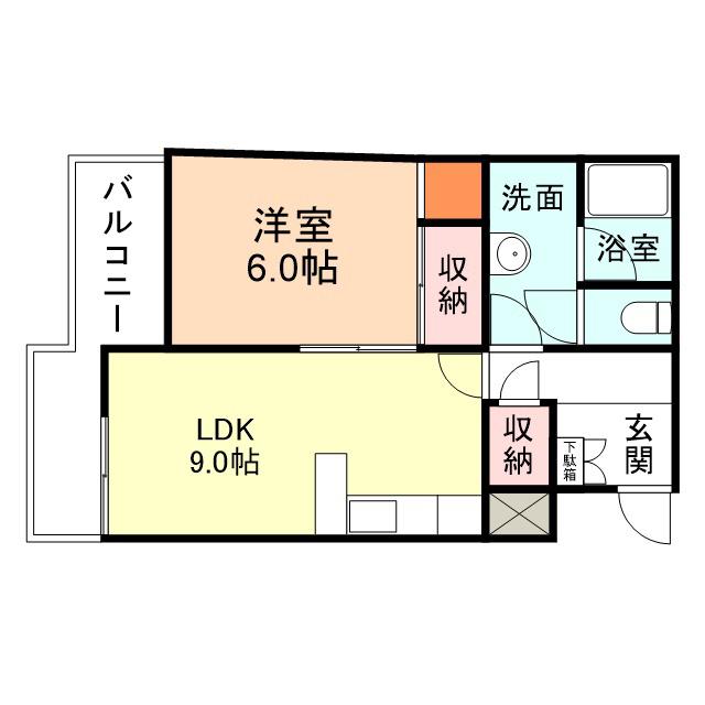 カーサ南富山(1LDK/1階)の間取り写真