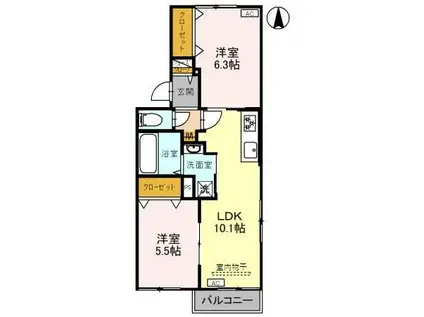 ウエスタンパーク8(2LDK/2階)の間取り写真