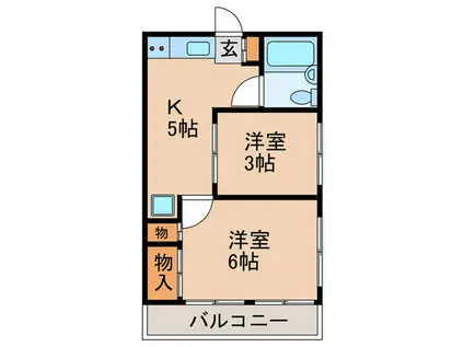 ガーデンハイツフタバ(2K/1階)の間取り写真