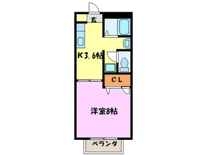 シャルマン・メゾン(1K/2階)の間取り写真