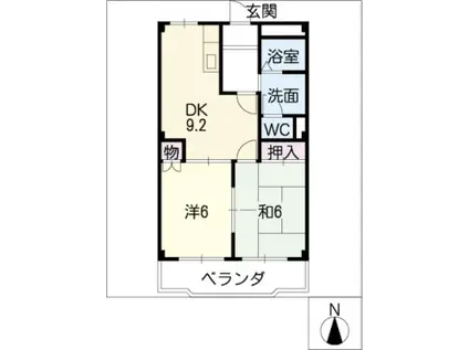 ファミールはらたII(2LDK/1階)の間取り写真