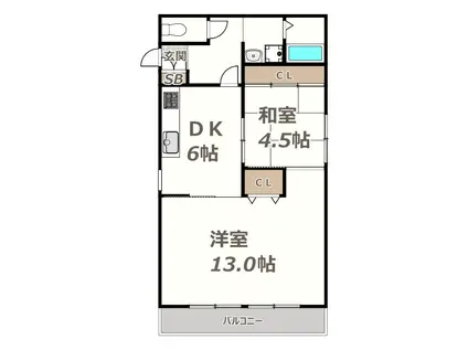 エフアール西田辺(2DK/3階)の間取り写真