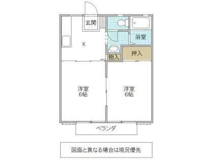 ハイツサングリーン(2K/2階)の間取り写真