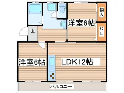 クローバーヒルマンション(2LDK/1階)の間取り写真